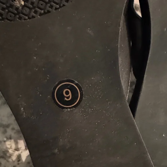 Tory Burch Black Flip Flops with Gold Emblem - Picture 5 of 7